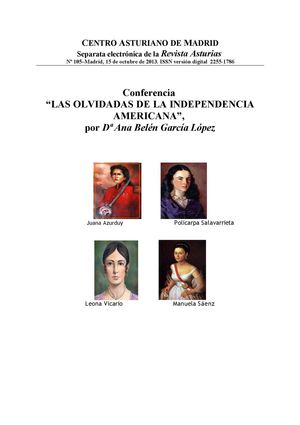 LAS OLVIDADAS DE LA INDEPENDENCIA HISPANOAMERICANA