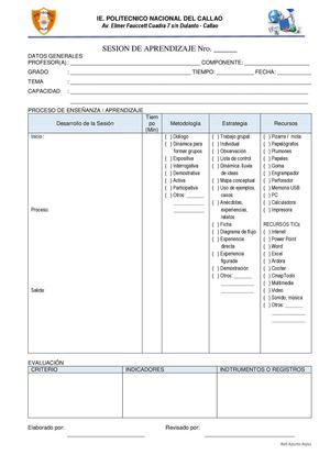 Modelo de sesión de aprendizaje