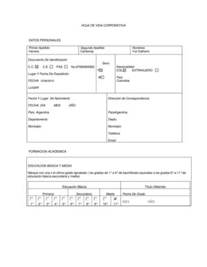 hoja de vida corporativa