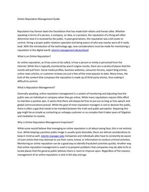 Online Reputation Management
