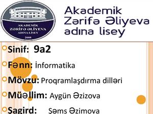 PROQRAMLAŞDIRMA DİLLƏRİ