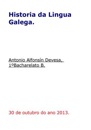 Historia da Lingua Galega.