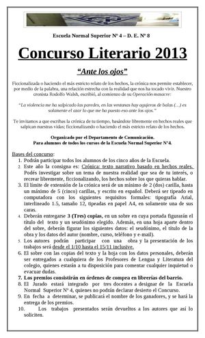 Concurso Literario 2013 en ENS N° 4