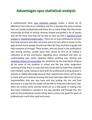 Advantages spss statistical analysis