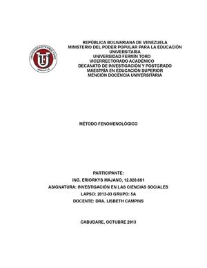 MÉTODO FENOMENOLÓGICO