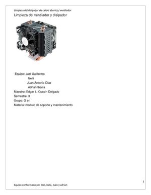mantenimiento al ventilador y disipador 