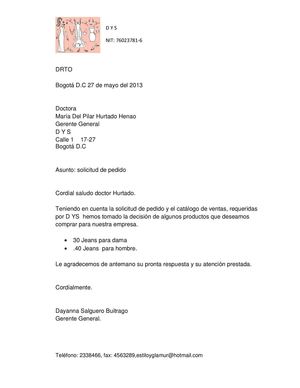 solicitud de pedido
