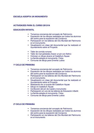 Programación Escuela Adopta un Monumento 2013-14