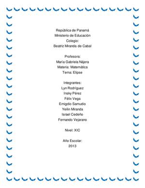 Trabajo grupal de matemática sobre la Elipse