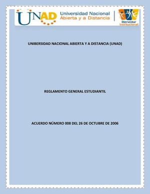 Reglamento General estudiantil unad principal