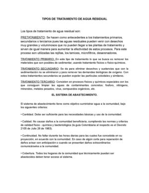 TIPOS DE TRATAMIENTO DE AGUA RESIDUAL