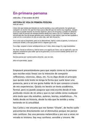 La historia de mi vida