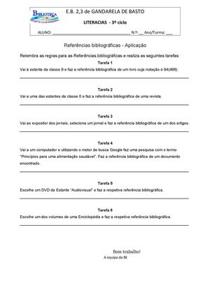 Referências bibliográficas - Aplicação