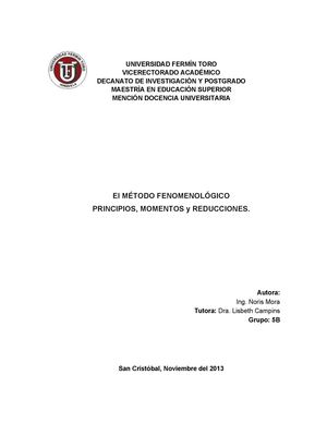 El MÉTODO FENOMENOLÓGICO