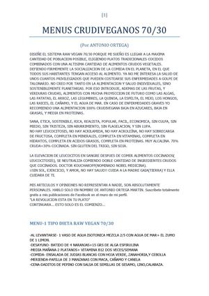 MENUS CRUDIVEGANOS 70/30