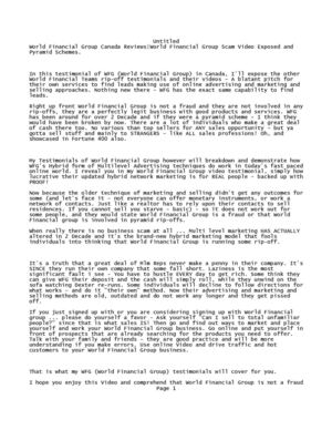 World Financial Group Canada Reviews