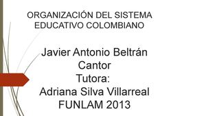 Organización del sistema educativo en Colombia