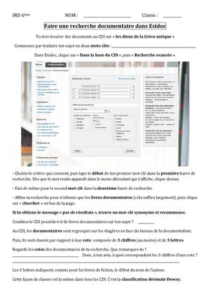 Le classement des documentaires au CDI - Les trouver avec Esidoc