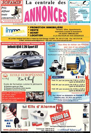 La centrale des annonces N° 1171 Semaine du 03 au 09 Novembre 2013 