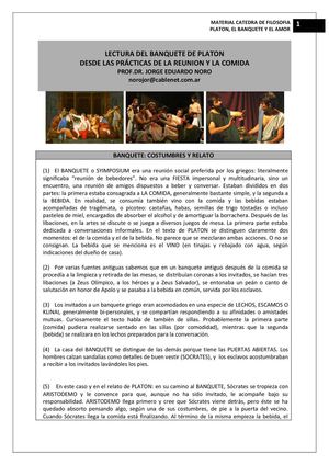 121. EL BANQUETE DE PLATON: OTRA LECTURA, OTRA MIRADA