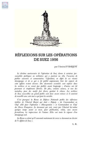 Barjot - Réflexions sur les opérations de Suez 1956