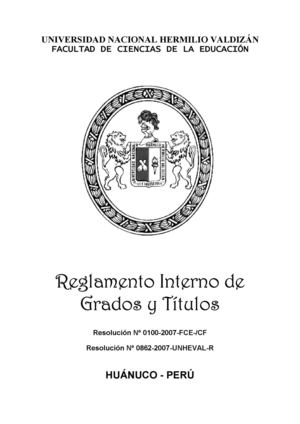 Reglamento Interno de Grados y Títulos