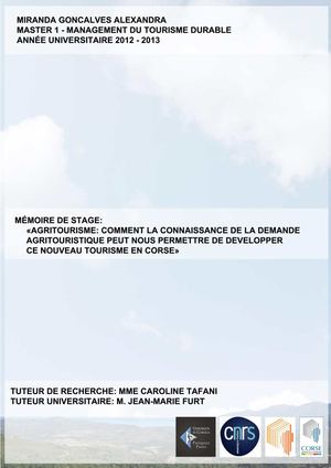 Mémoire de stage - Agritourisme dans les régions du Cap Corse et du Nebbiu