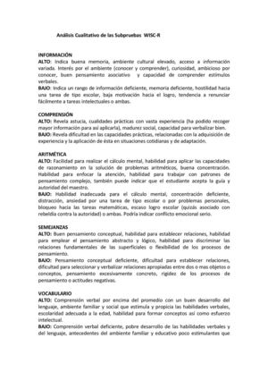 Análisis cualitativo de las escalas de Wechler