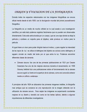EVOLUCION DE LA FOTOGRAFIA
