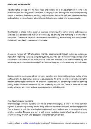 Nearby Mobile Appeal - Mobile phone Advertising And Strategies