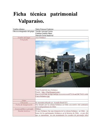 Ficha técnica patrimonial Valparaíso Arco Britanico