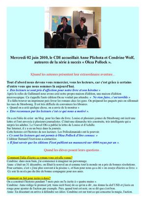 Rencontre avec les auteures de la série "Oksa Pollock"
