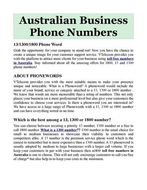 Australian Business Phone Numbers