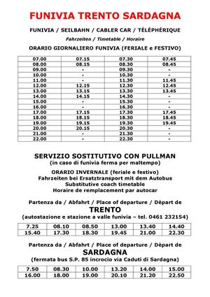 Orari estivi 2013 Servizio Urbano di Trento