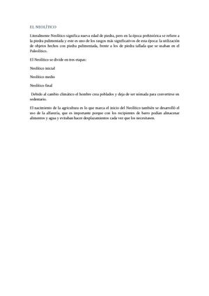 El Neolítico introducción