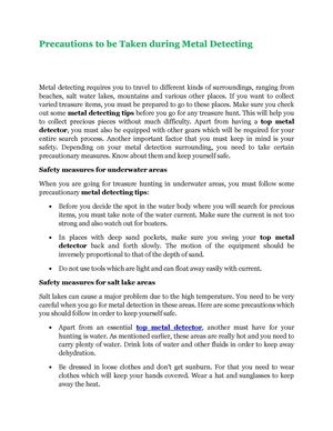 Precautions to be Taken during Metal Detecting