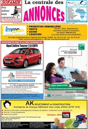 La centrale des annonces N° 1172 Semaine du 10 au 16 Novembre 2013 