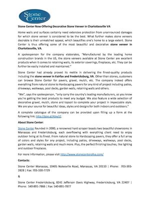 Stone Center Now Offering Decorative Stone Veneer in Charlottesville VA