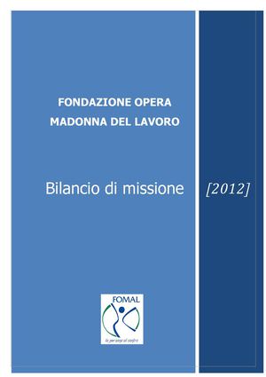 Bilancio di missione 2012 Fomal