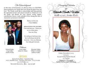 Antoinette Anette  Walker Funeral Program Cincinnati