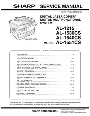 Service Manual SHARP AL -1530_1540_1551_1215 SME