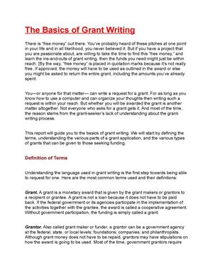 The Basics of Grant Writing