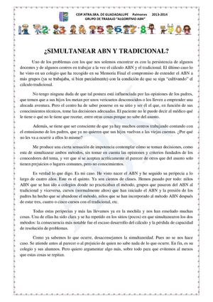 ¿Simultanear algoritmo ABN y algoritmo tradicional?