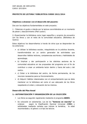 PROYECTO DE LECTURA Y BIBLIOTECA