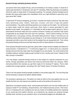 Physical Therapy Marketing Company  Teaches How to Increase Clients With a Physical Therapy Brochure