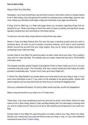 How To Start a Blog