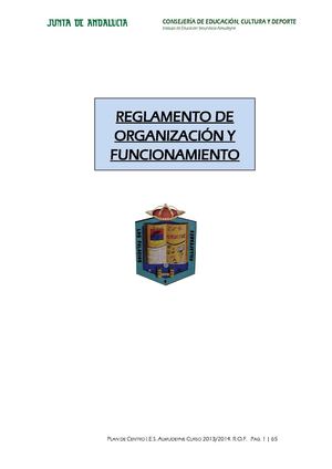 Plan de Centro I.E.S. Almudeyne: Reglamento de Organización y Funcionamiento