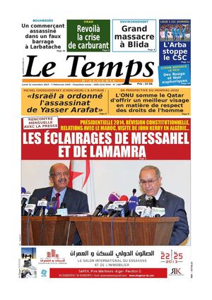 Le Temps d'Algérie Edtion du Lundi 11 Novembre 2013