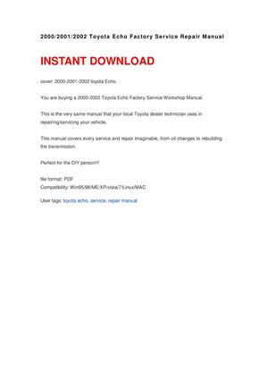 2000 2001 2002 Toyota Echo Factory Service manual