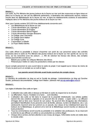 Charte autour des outils du prix littéraire
